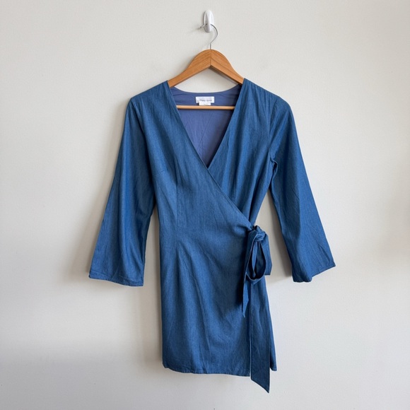 LOVERS + FRIENDS • Crush Wrap Mini Dress in Blue - Picture 3 of 10
